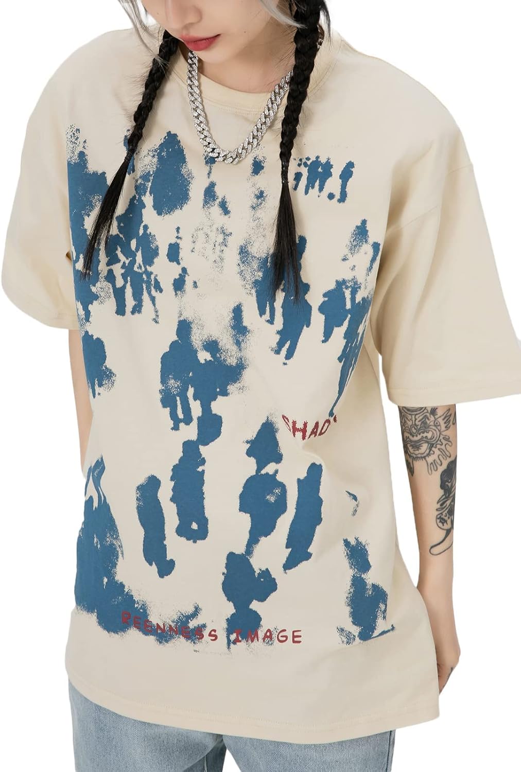 Vamtac Graphic Tees Men Vintage Oversized Y2K Graffiti Print Summer Short Sleeve Streetwear T Shirts for Women