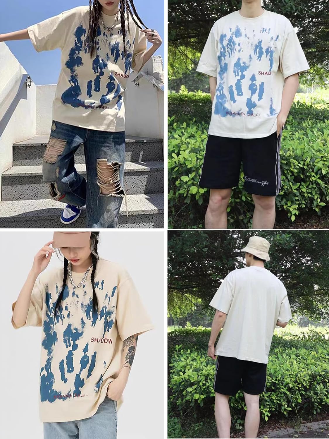 Vamtac Graphic Tees Men Vintage Oversized Y2K Graffiti Print Summer Short Sleeve Streetwear T Shirts for Women
