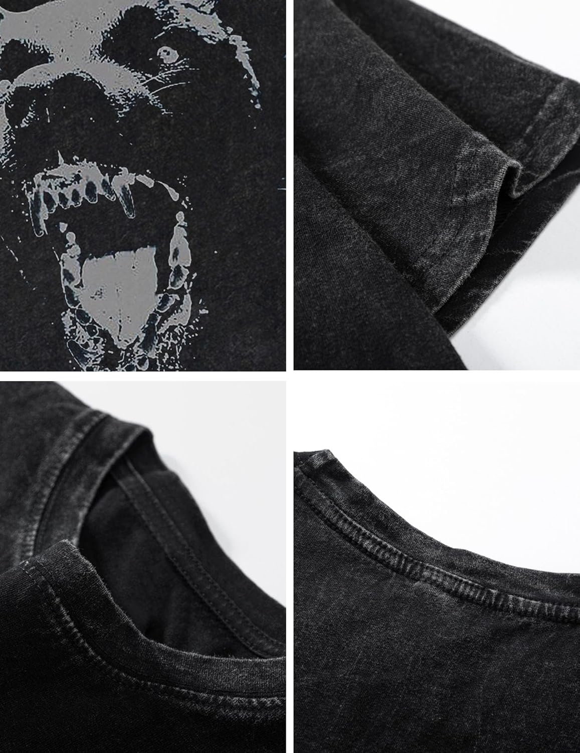Vamtac Mens Oversized Washed Dog Graphic Tees Casual Summer Tops Streetwear Aesthetic T-Shirt Unisex